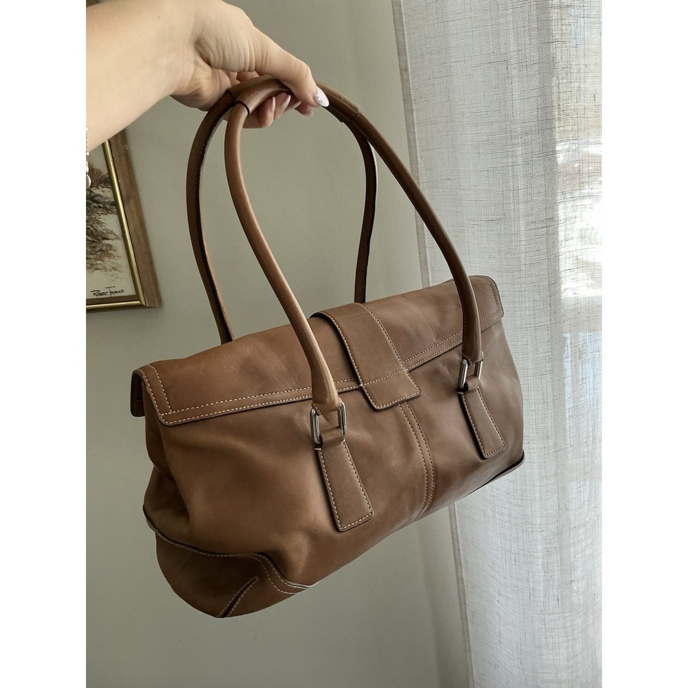 Y2K‎ vintage Hampton soho flap leather satchel shoulder bag - Picture 6 of 11